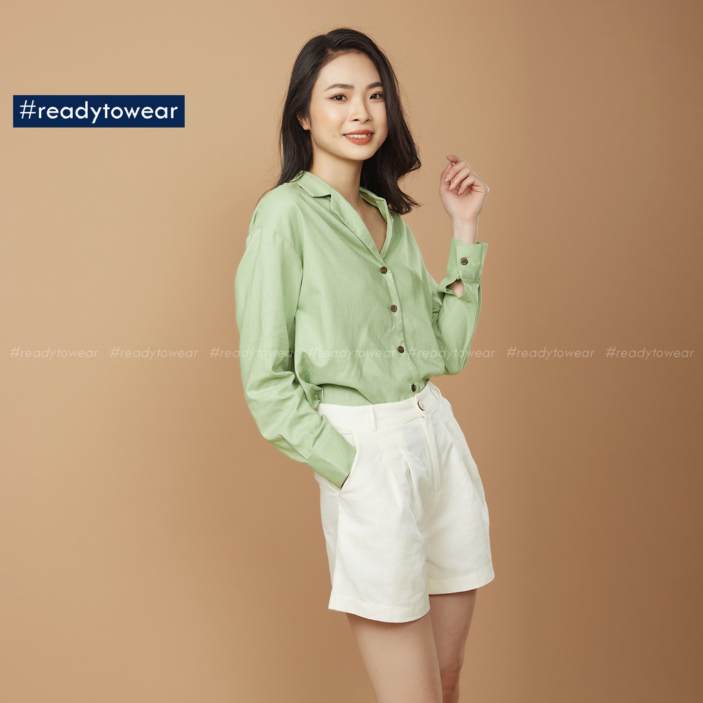 Quần sooc nữ cạp cao - short nữ linen - quần sóc vải đũi nhiều màu SH01