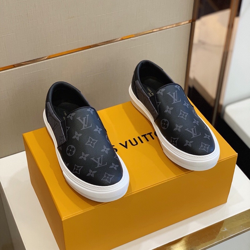 Giày lười cho nam thương hiệu thời trang cao cấp Louis Vuitton LV Trocadero da thật nhập khẩu
