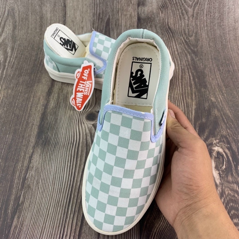 | CÓ SẴN - ẢNH THẬT | Giày thể thao vans caro xanh mẫu mới 2022 full box - bill giấy gói tặng kèm tất
