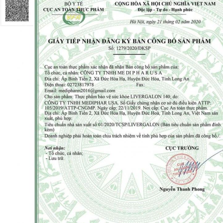 Livergalon 140 – Hỗ trợ giải độc gan, tăng cường chức năng gan (100 viên)