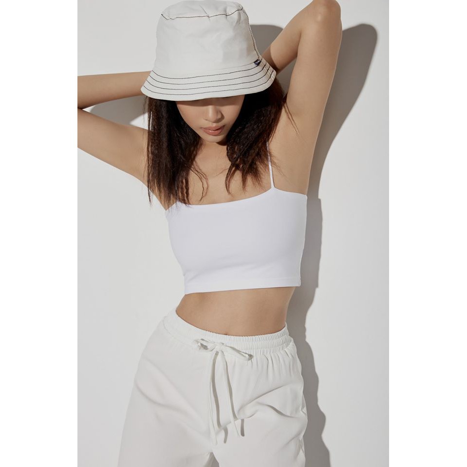 Là min - Áo Croptop  Hai Dây Màu Trắng