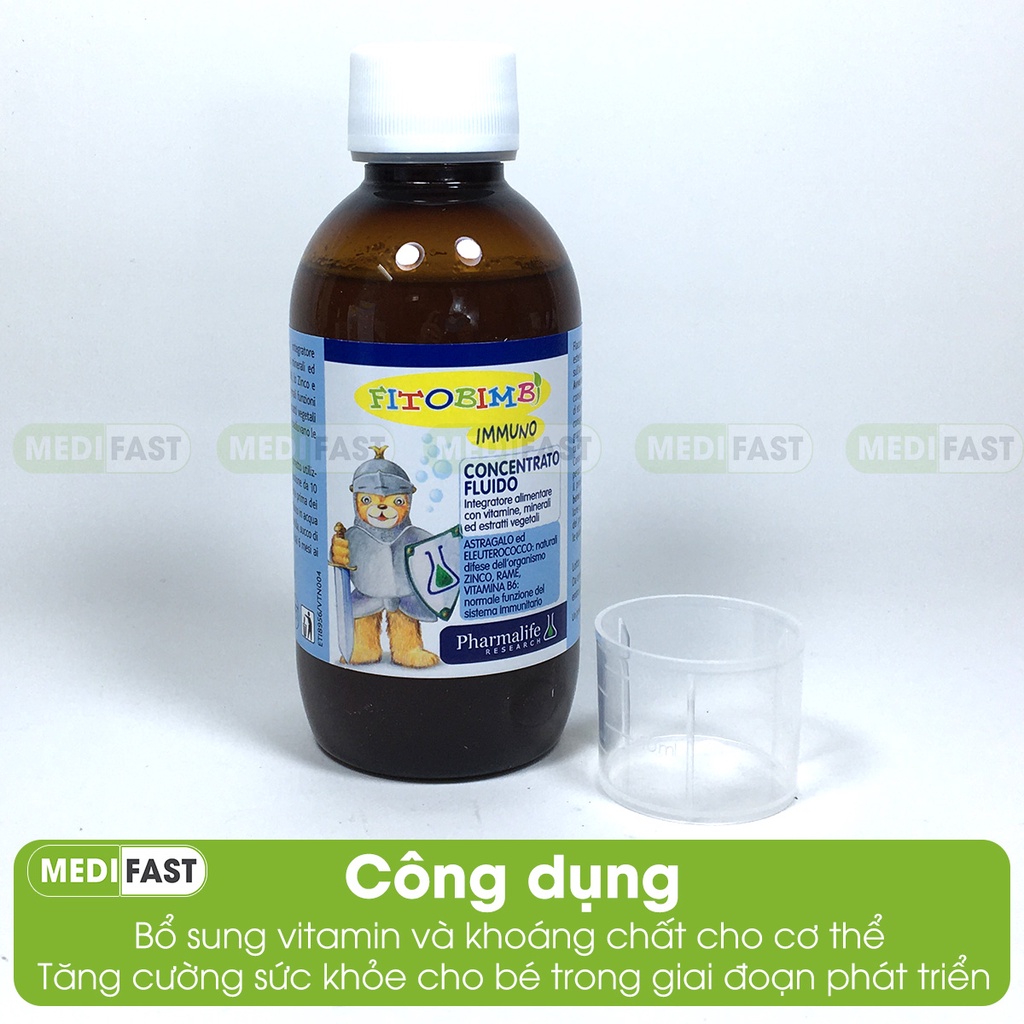 Immuno Bimbi - Giúp Bé Tăng Cường Miễn Dịch,Sức Đề Kháng,Khỏe Mạnh Hết Ốm Vặt - nhập khẩu từ Ý - Chai 200ml