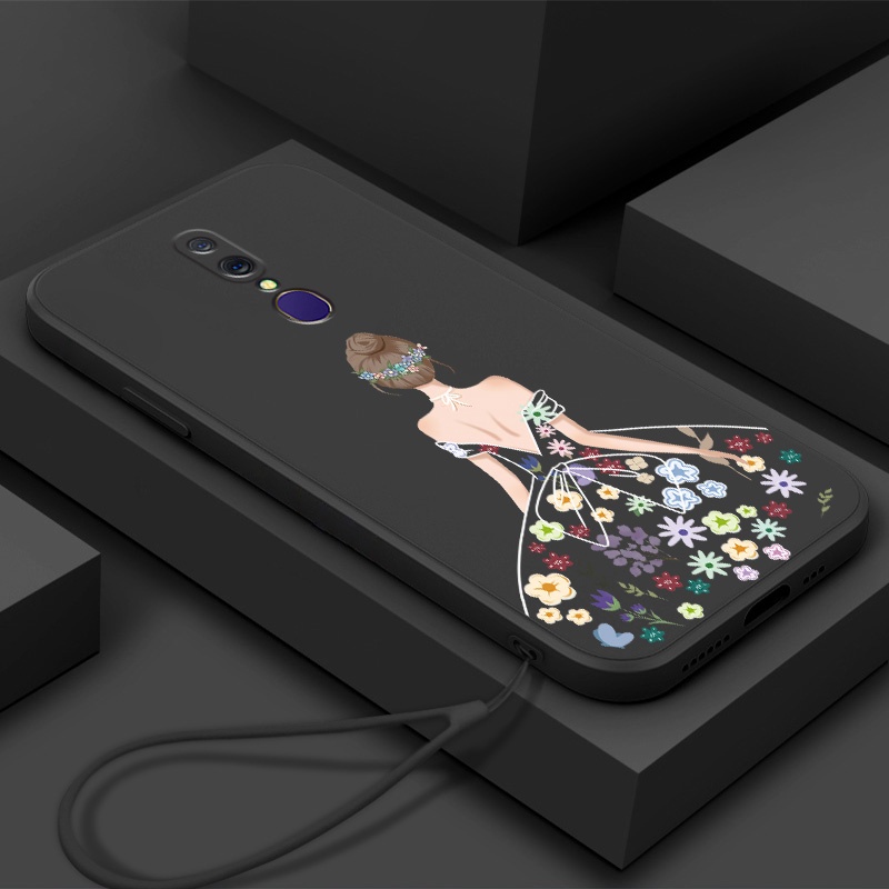 Ốp Điện Thoại TPU Silicon Mềm Họa Tiết Hoa Xinh Xắn Có Dây Đeo Cho oppo f11 pro f11 f9 f7 f5