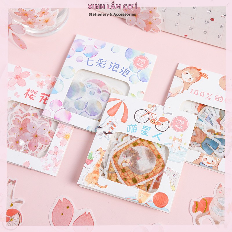 Set 40 Sticker Họa Tiết Hoạt Hình Đáng Yêu