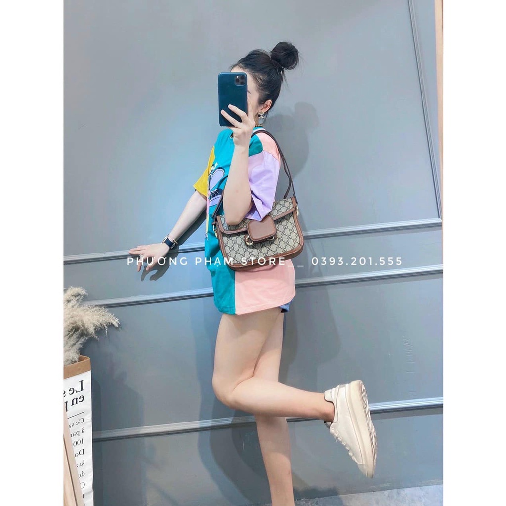 Áo phông nữ form rộng unisex, áo thun freesize mix màu