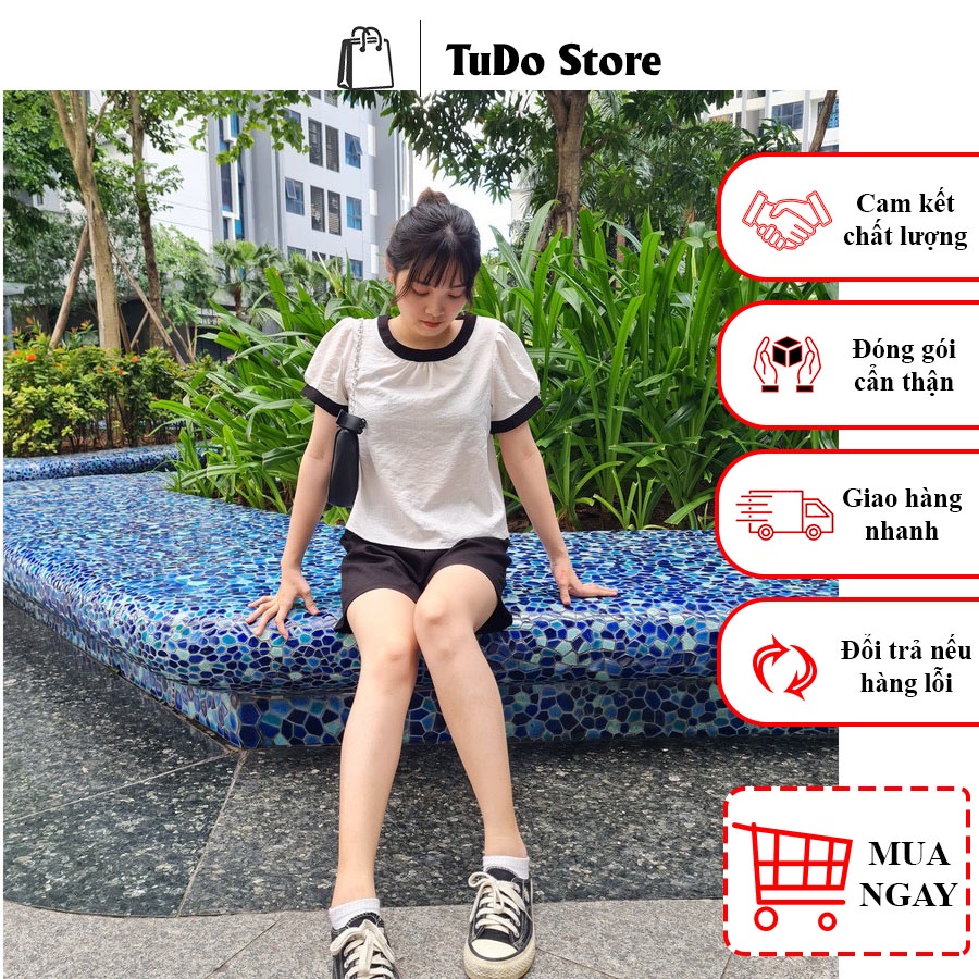 Bộ đũi, set đũi viền basic tay phồng cho nữ freesize nhẹ nhàng sang trọng b03