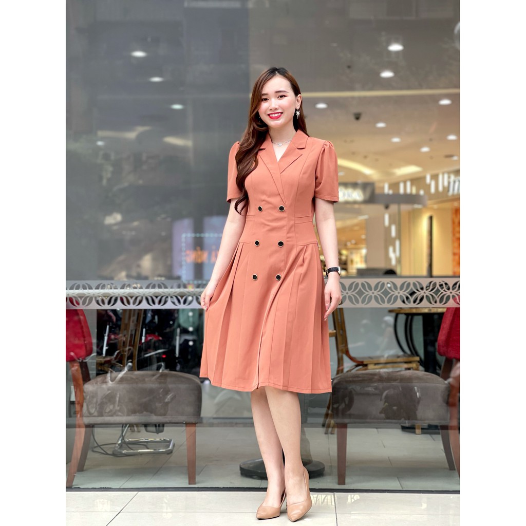 Đầm cổ vest thanh lịch , sang trọng ,che mọi khuyết điểm cơ thể chất liệu Chéo nhật cao cấp Emvy K55 | BigBuy360 - bigbuy360.vn