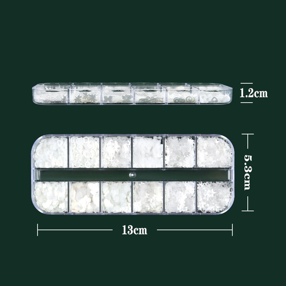 [Hàng mới về] Sequin trang trí móng màu trắng tin khiết hình trái tim/bướm/bất đối xứng