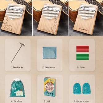 Tặng 4 phụ kiện Đàn Kalimba 17 Phím Cho Người Mới Tập _ Tặng tab , Túi , Búa , Khăn Lau [Combo tiết kiệm]