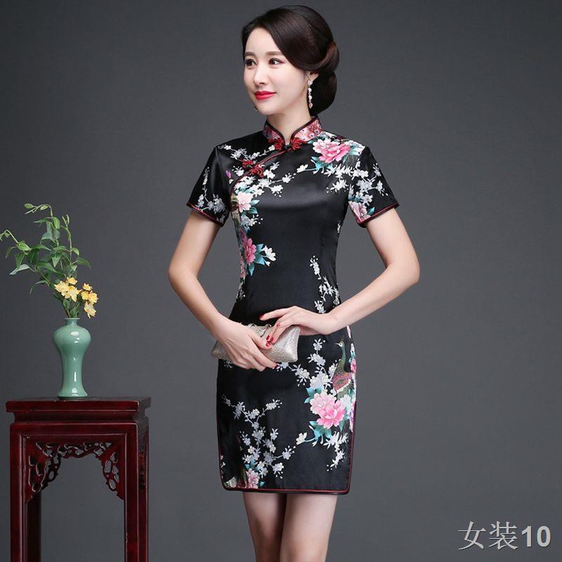 Cheongsam 2018 Phiên bản cải tiến mới của mùa thu và đông Váy sườn xám khario Retro Hàng ngày ngắn Slimd