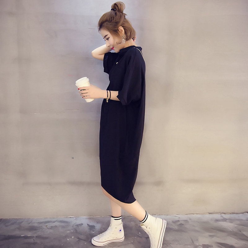 Đầm suông lửng kẻ sọc tay ngắn thời trang mùa hè kích thước L~5XL plus size cho 75kg