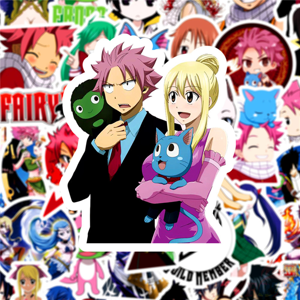 ❉ Fairy Tail - Series 05 Anime Natsu Lucy Erza Happy Stickers ❉ 50Pcs/Set Waterproof DIY Fashion Decals Doodle Stickers