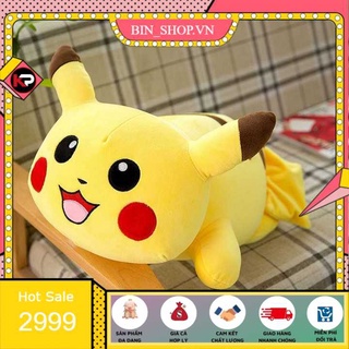 Gấu bông picachu nằm, thú nhồi bông bokemon40cm