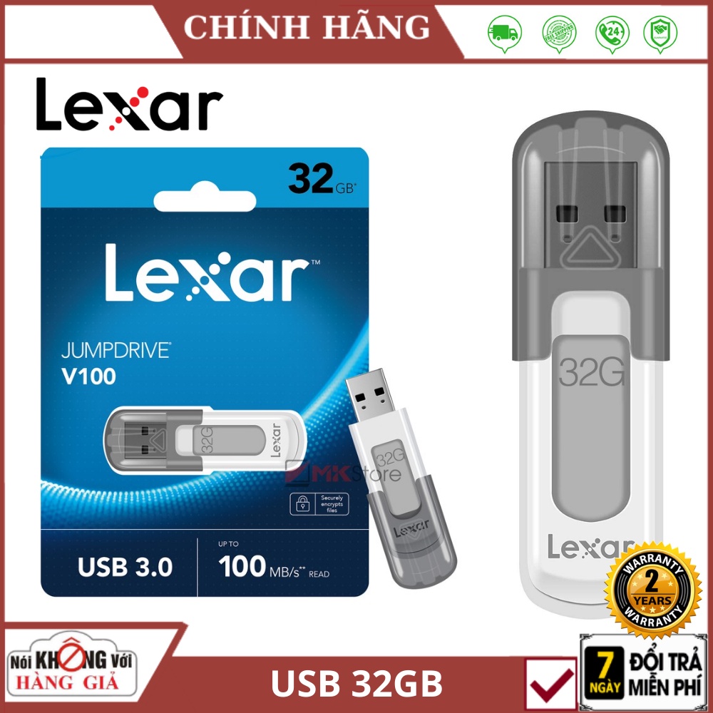 USB 32Gb Lexar Jumdrive S57 / V100 USB 3.0 Cao Cấp - Bảo hành 24 tháng