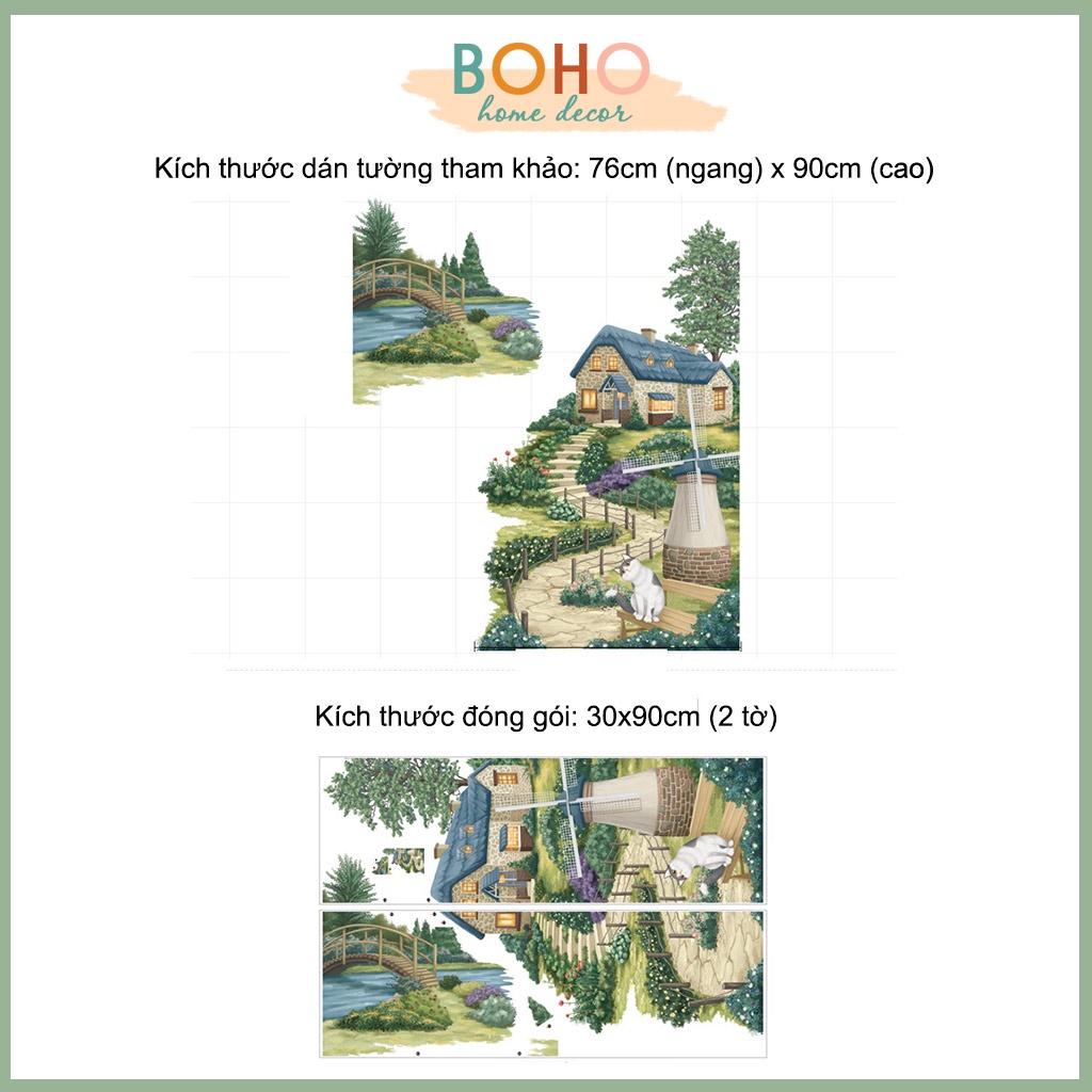 Decal dán tường, tranh dán tường phòng ngủ, quán cà phê, cửa hàng BH67