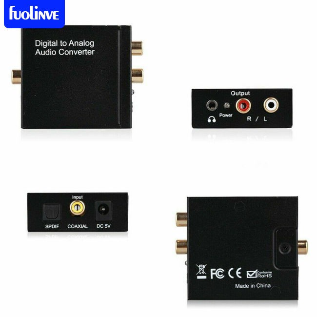 fo Audio Converter Digital Fiber Coaxial to Left and Right Channel 3.5mm Audio Analog Converter