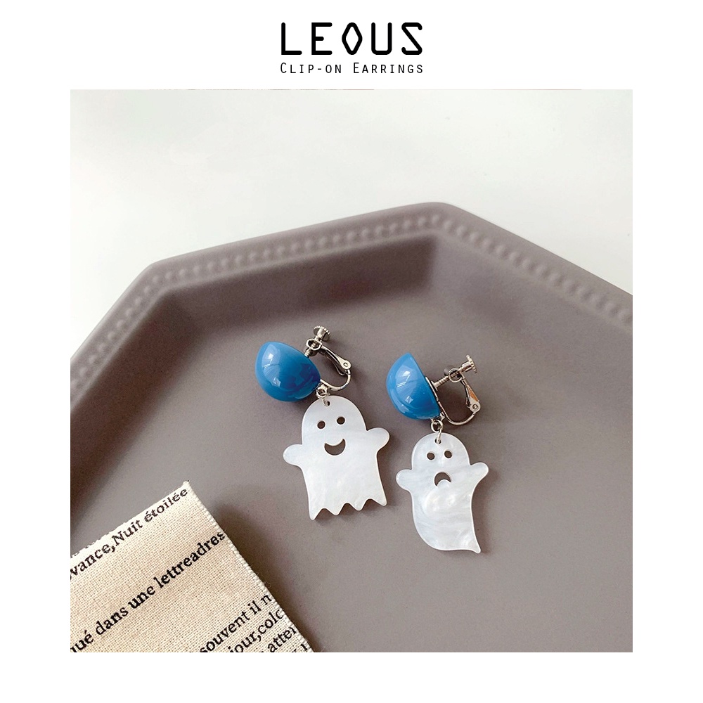 Khuyên tai kẹp không bấm lỗ chốt điều chỉnh K208 bằng hợp kim mạ bạc bất đối xứng hình cartoon bigsize dáng midi Leous