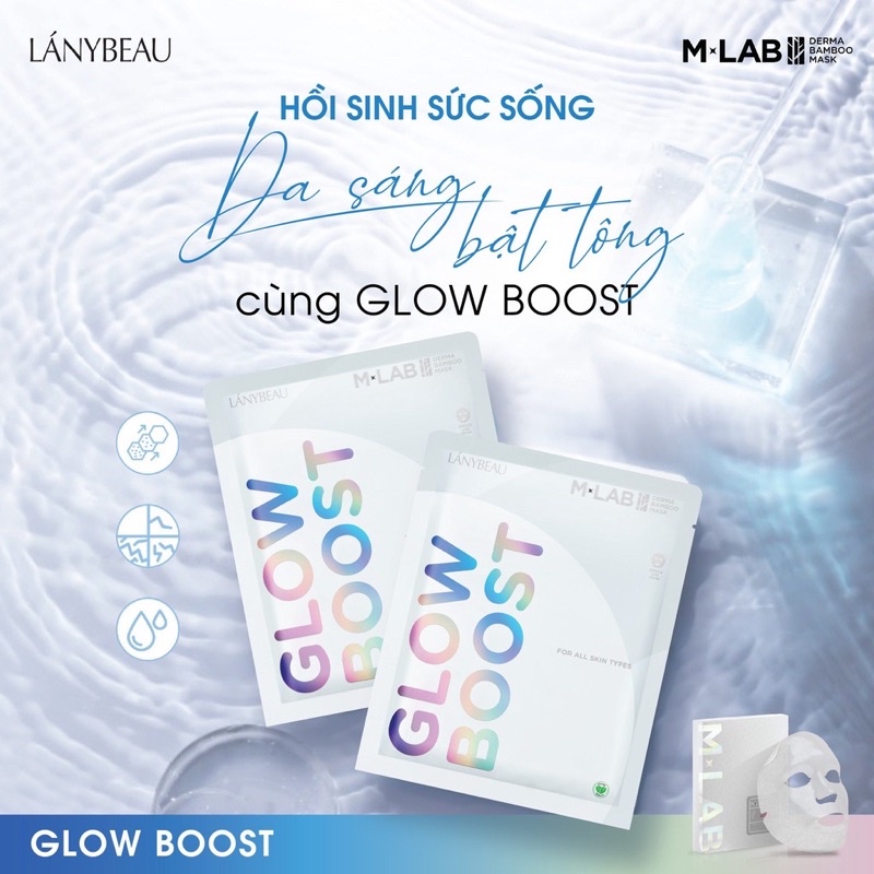 Mặt nạ dưỡng da trắng sáng, đều màu LÁNYBEAU MLAB Derma Bamboo Glow Boost hộp 7 miếng (28g/m) | BigBuy360 - bigbuy360.vn