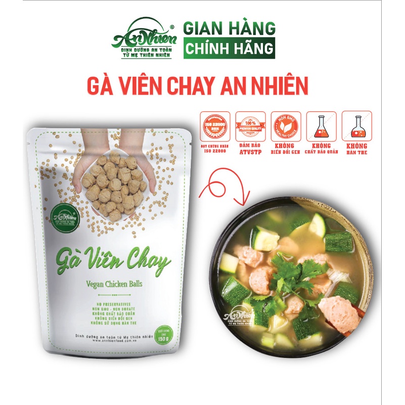 HÀNG CÔNG TY, Gà Viên Chay An Nhiên 150g, Thịt Chay, Thực Phẩm Chay Dinh Dưỡng, Thuần Chay Healthy, Đồ Ăn Chay