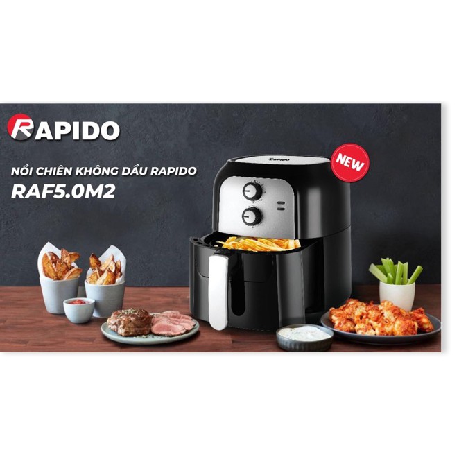 [CHÍNH HÃNG] Nồi chiên không dầu Rapido RAF5.0 5 lít BH 12 THÁNG