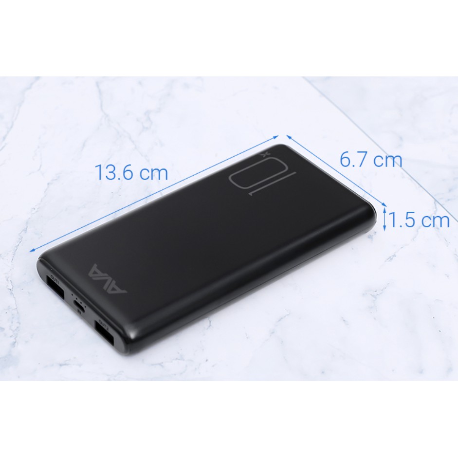 🔥TẶNG DÂY SẠC🔥 Pin sạc dự phòng Polymer 10.000mAh AVA PJ JP196 Đen💦CHÍNH HÃNG