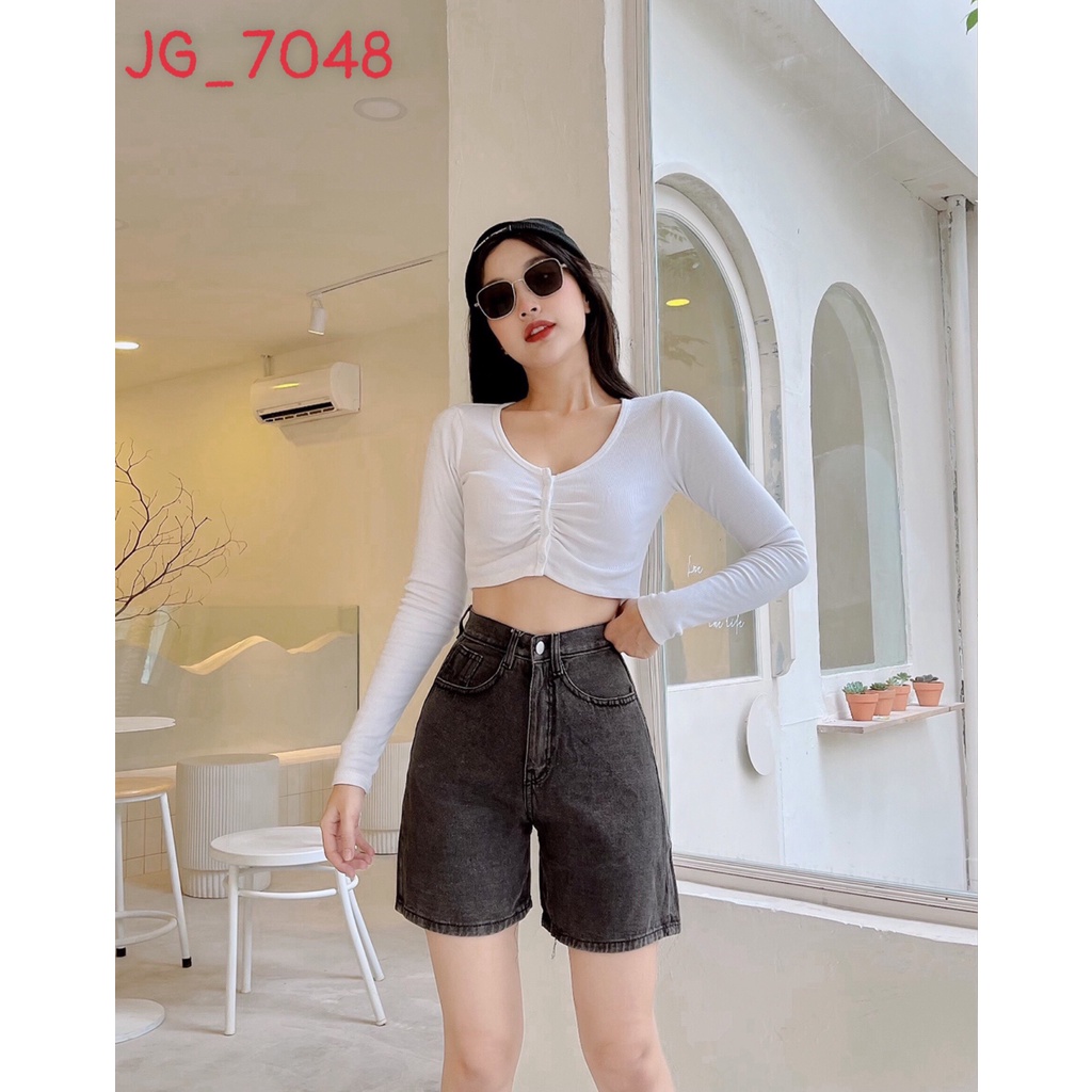 Quần Short Jean Dành Cho Nữ Hai Màu Đen Xám JEAGOVN JG_7048