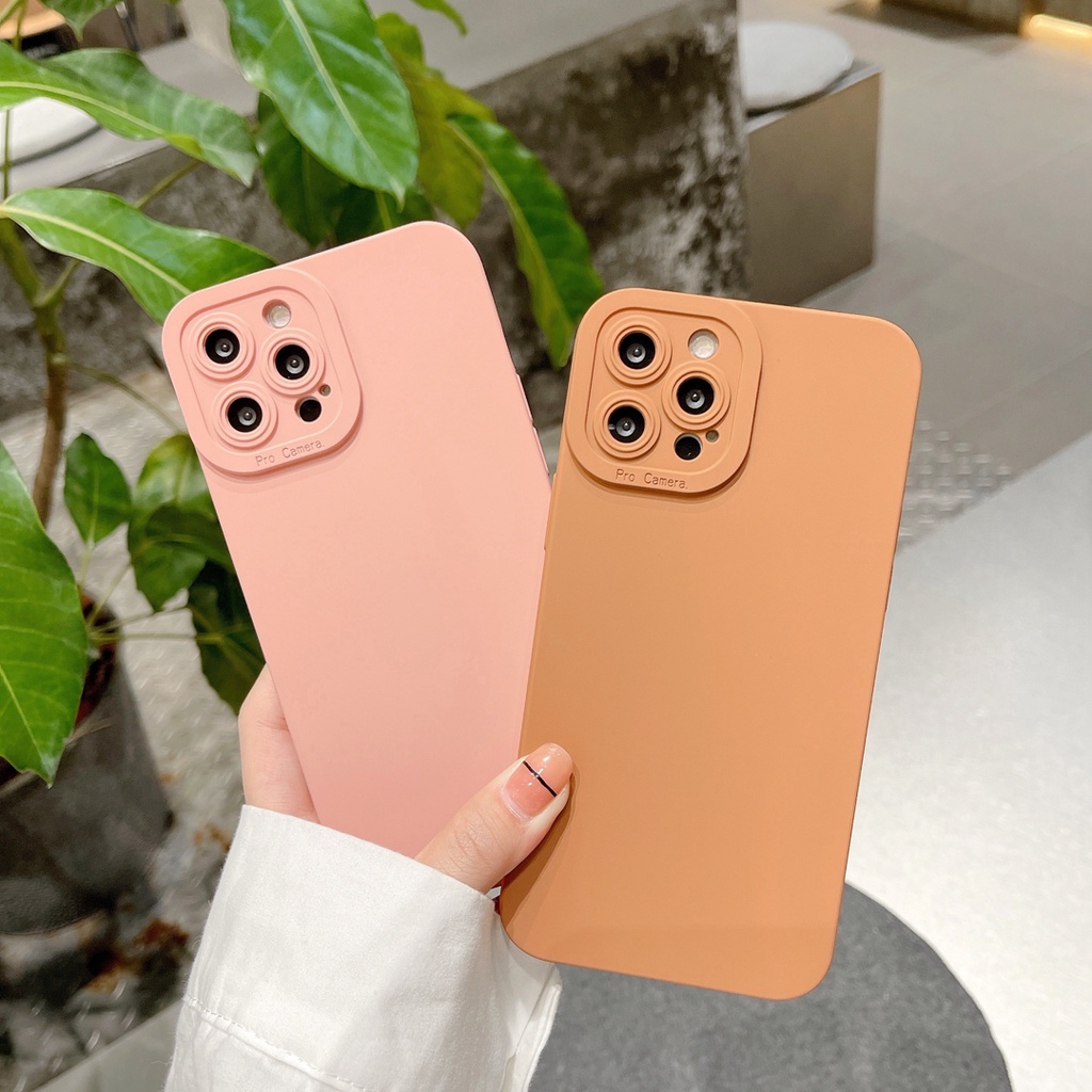 Ốp điện thoại mềm màu nâu / hồng đơn giản thích hợp cho Iphone 12 Pro Max 11 Pro Max Xs Max Xr X 7plus Ins13 Proamx