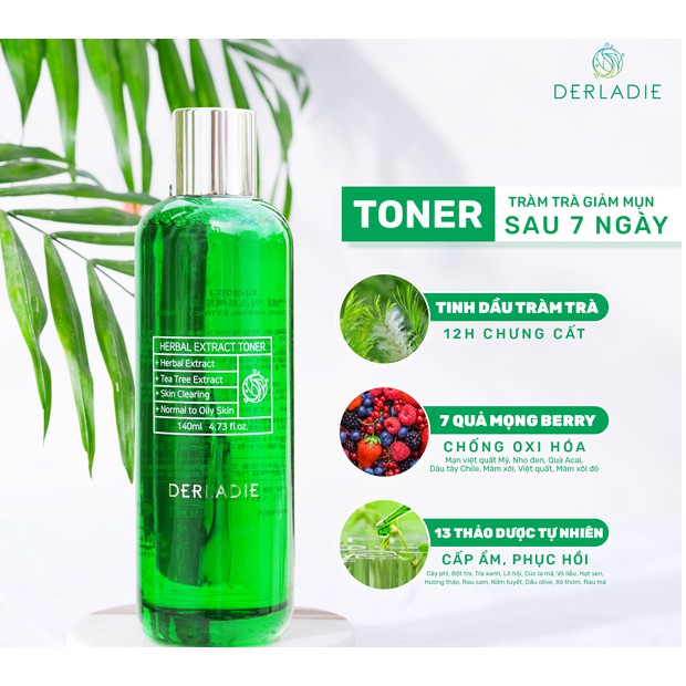 Nước Hoa Hồng Giảm Mụn Derladie Herbal Extract Toner 140ml