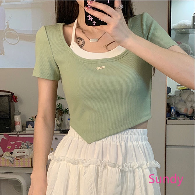 Áo Hai Dây Màu Khối Thời Trang Mùa Hè Cho Nữ