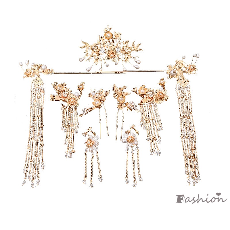 Bộ Trâm Cài Tóc Nhiều Màu Sắc Đính Ngọc Trai Phong Cách Cổ Điển