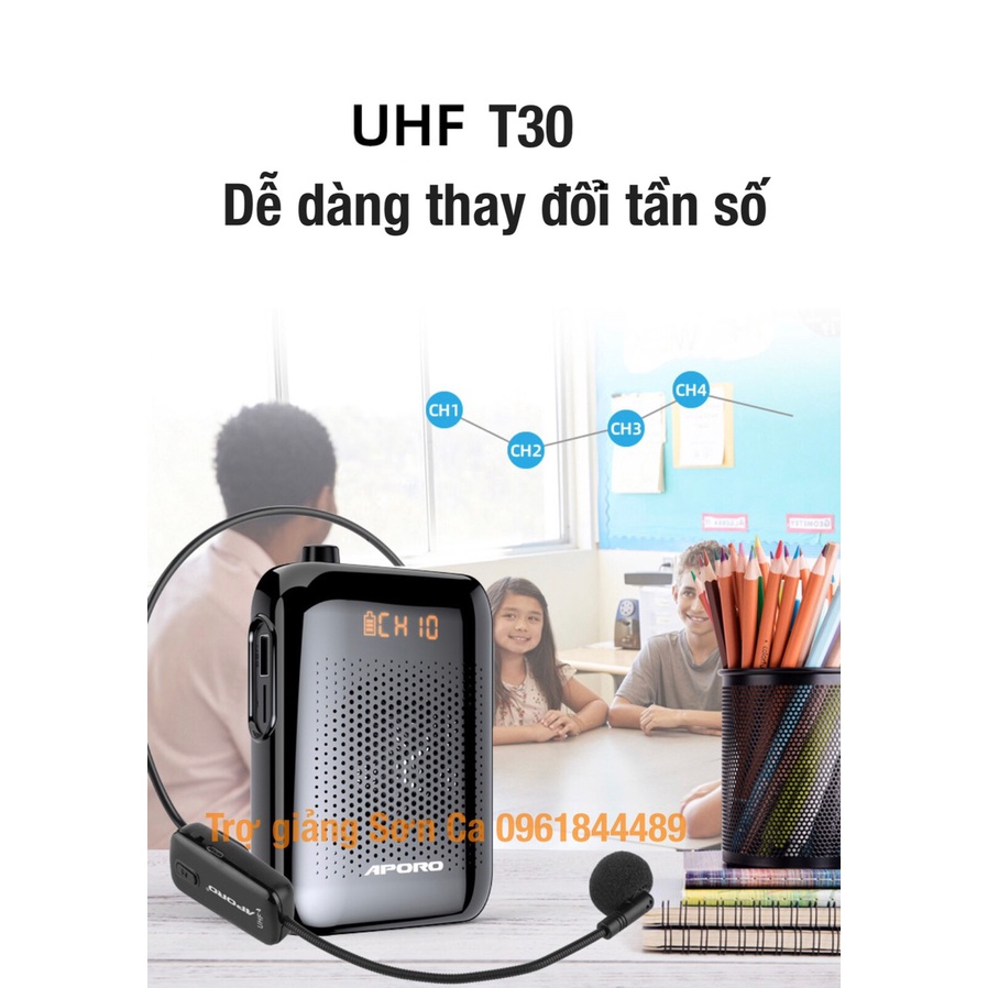 Máy trợ giảng không dây công suất cao APORO Apollo T30 UHF Bluethooth thế hệ mới