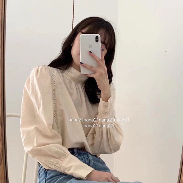 Sơ mi pha ren
