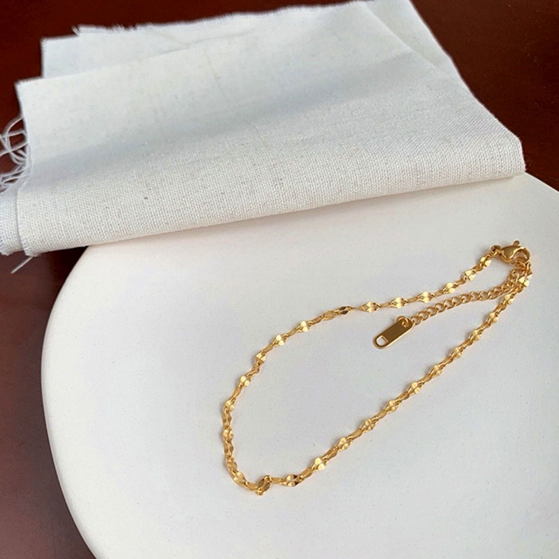 Lắc chân titan vàng 18k 100% không gỉ vòng chân nữ thiết kế đơn giản thời trang cao cấp năm 2022