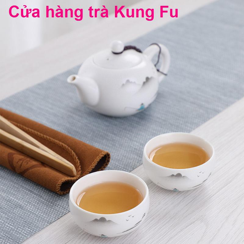 Bộ ấm trà du lịch Lò nung, một ấm, bốn chén, gốm sứ, tách trà, khay đựng quà tặng tùy chỉnh LOGO