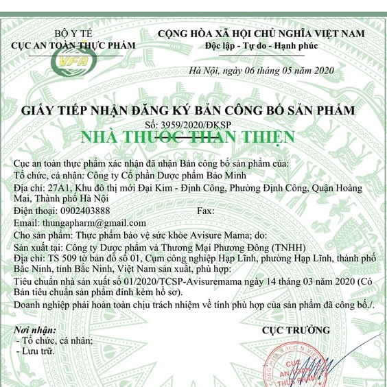 AVISURE MAMA – Bổ bà bầu giúp con thông minh, khoẻ mạnh, ngừa dị tật (60 viên)
