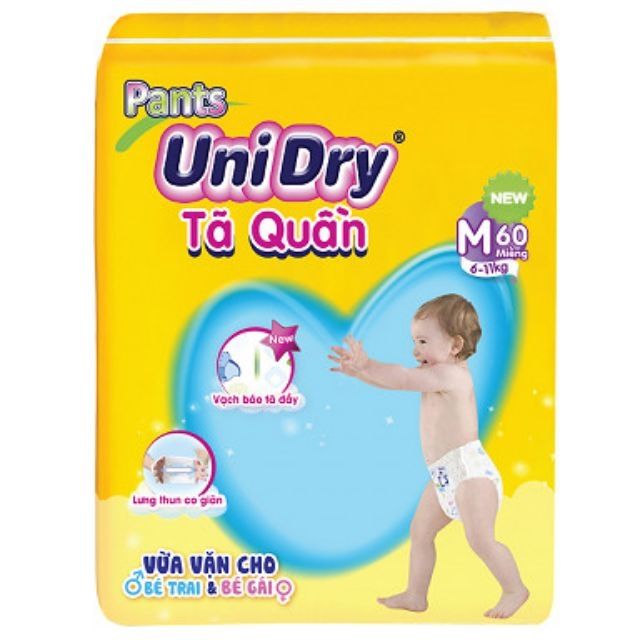 Bỉm Uni Dry quần M60,L54,XL48