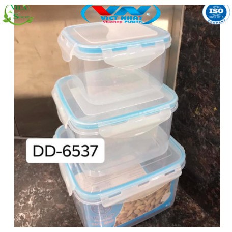[ BAO GIÁ SHOPEE ] Hộp Đựng Thực Phẩm, Hộp Nhựa Vuông Bảo Quản Đồ Tươi Việt Nhật No 6537 - Để Tủ Lạnh Giữ Nhiệt Tiện Lợi
