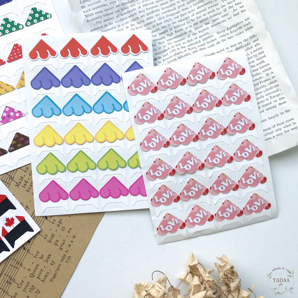 Sticker góc ảnh hoa vintage, basic và nhiều màu sắc trang trí sổ