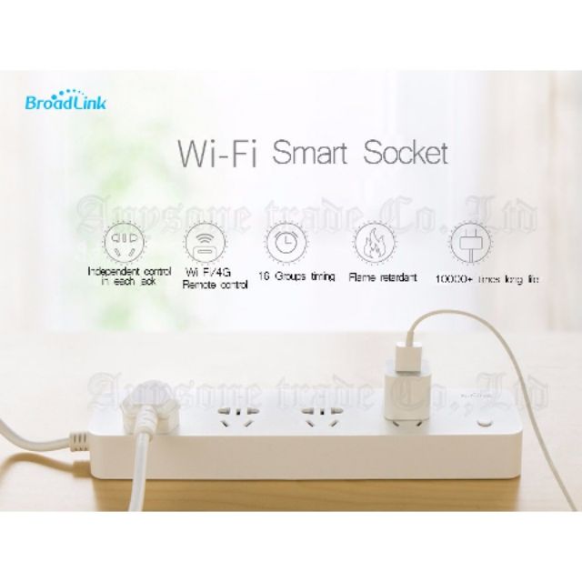 Ổ cắm wifi điều khển từ xa, hẹn giờ broadlink 4 cổng màu trắng
