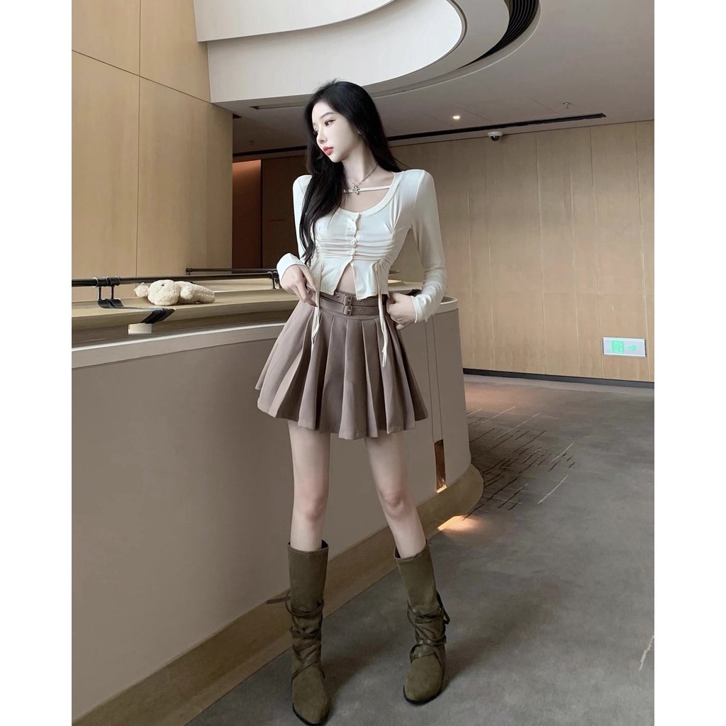 Sét Áo dây rút + Chân Váy Xếp ly trẻ trung cá tính Enola DS14