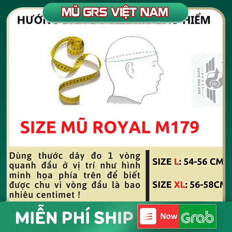 Nón bảo hiểm Royal M179 lật cằm - tem vân cacbon đủ size L XL và XXL - Hàng chính hãng Royal