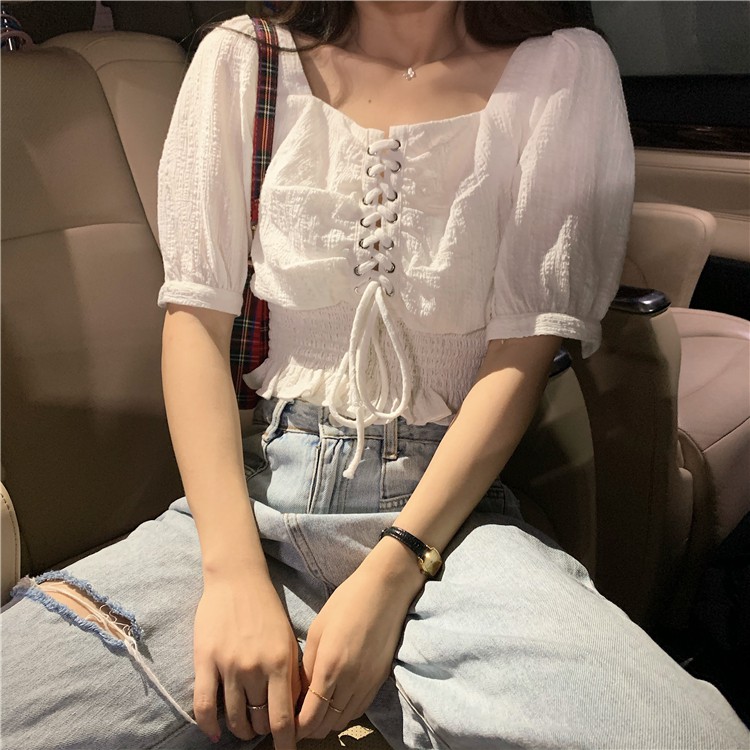 [SẴN] Áo croptop kiểu sơ mi nữ Ulzzang Quảng Châu ASC38