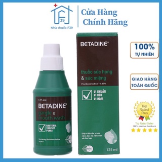 Súc Họng Betadine Phòng và khắc Phục Nhiễm Khuẩn Khoang Miệng Chai 125ml Nhà Thuốc F39