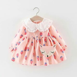Váy dâu tây mix túi hồ ly xinh xắn - Bé Kem Shop