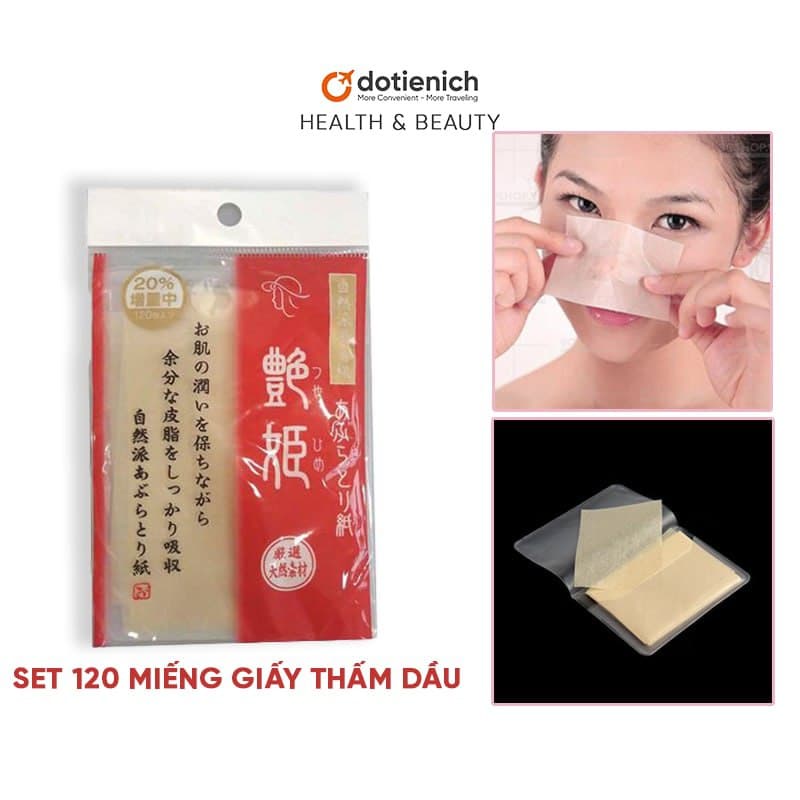 Set 120 tờ giấy thấm dầu Kyowa Shiko cho da mặt dầu nhờn