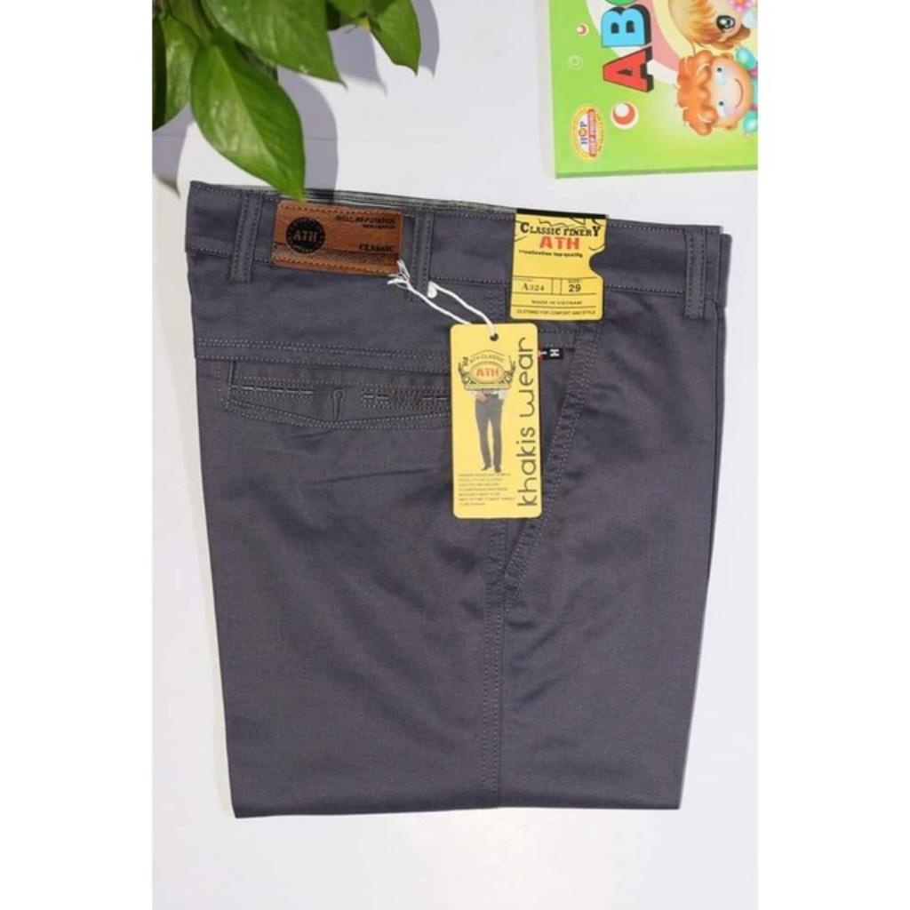 Quần kaki nam ống suông vải cotton cao cấp, quần kaki phong cách lịch lãm, sang trọng - ATH