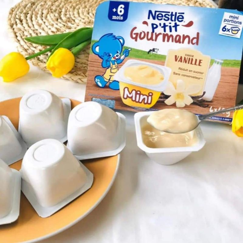 Váng sữa Nestle pháp vỉ 6 hộp*60g vani date mới 2023