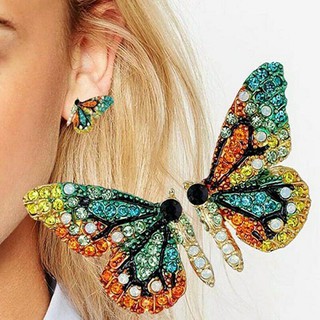 Đôi bông tai hình chú bướm đính đá nhiều màu xinh xắn thời trang cho nữ