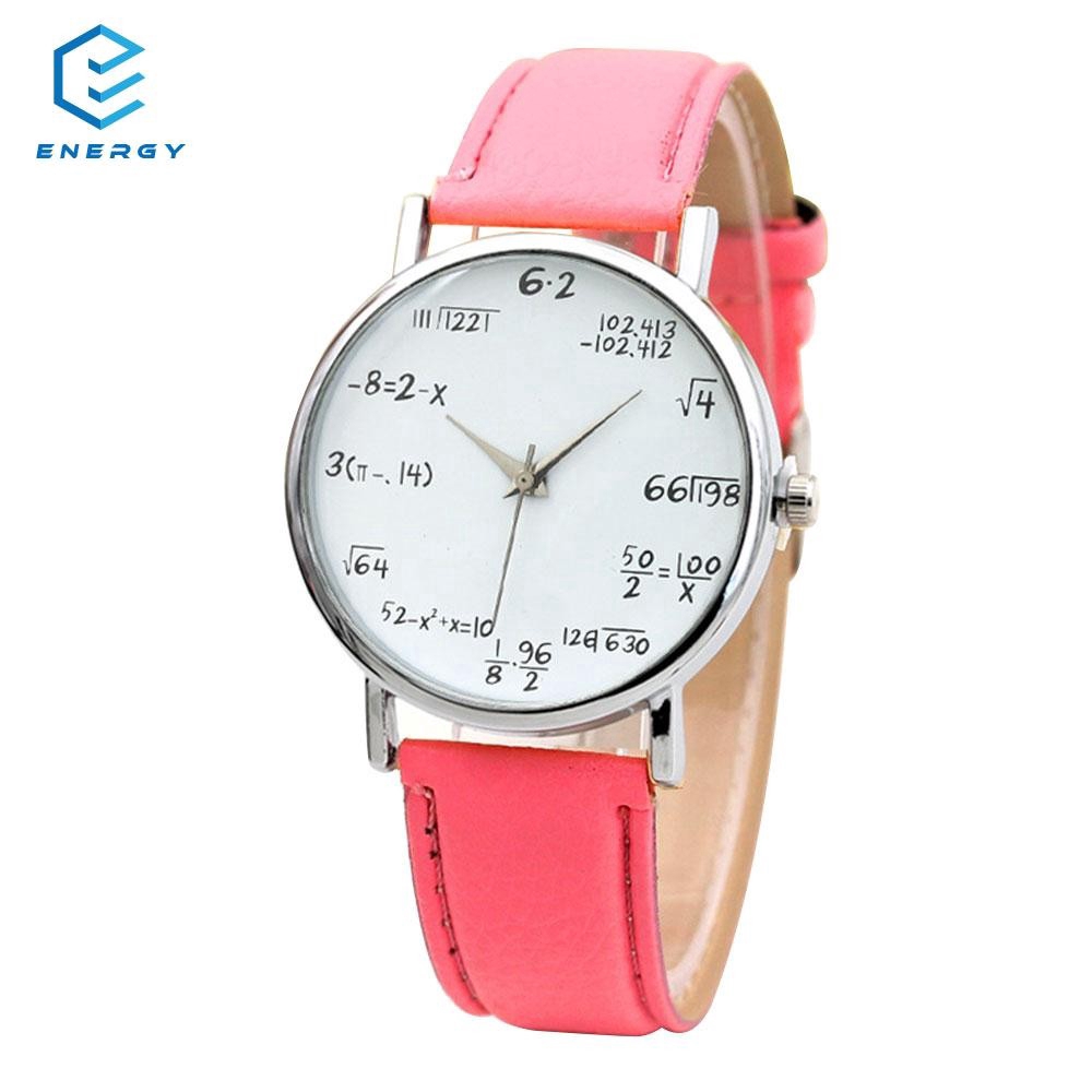 Promotion Quartz Analog Dial Math Simple Printed Students Wrist Watch Gift