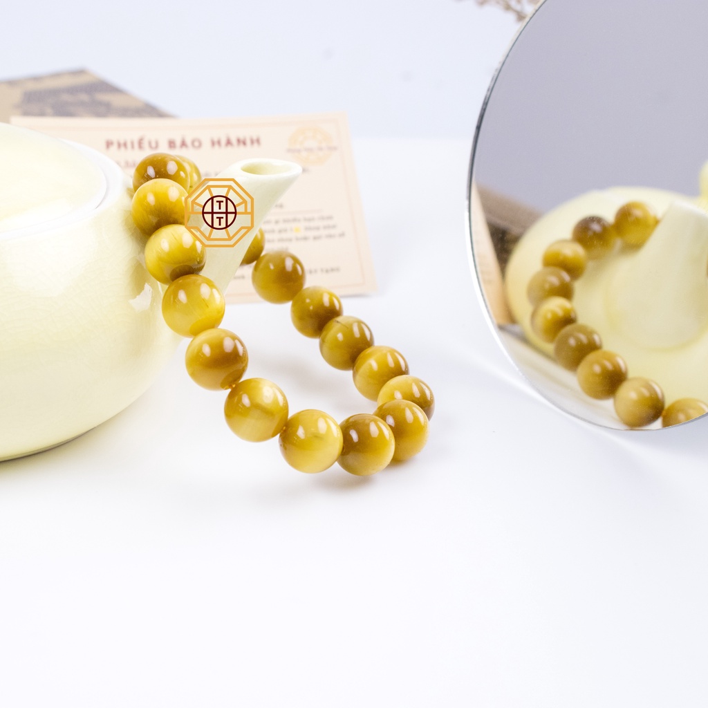 Vòng tay phong thủy Mắt hổ Vàng Tâm [TẶNG HỘP GỖ CAO CẤP] tài lộc may mắn - đủ size 8, 10, 12 li - Phong Thủy Tây Tạng
